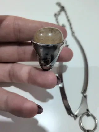 Collar y Anillo Plateado