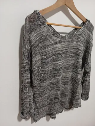 Jersey fino gris y negro talla única
