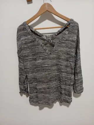 Jersey fino gris y negro talla única