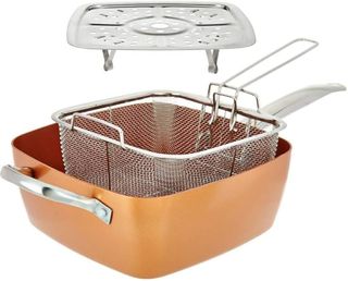 Sartén cuadrada de cobre 5 en 1 con tapa y accesor