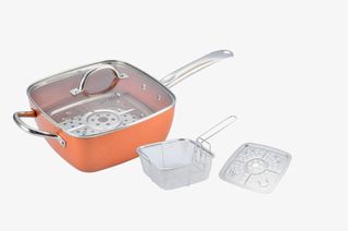 Sartén cuadrada de cobre 5 en 1 con tapa y accesor