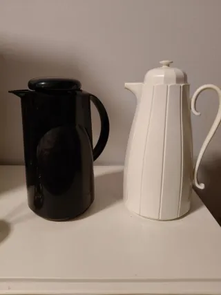 Ensaladera cristal y metal,termos,vasos y fuente