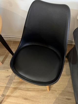 Sillas Comedor Negra Sintética y Madera