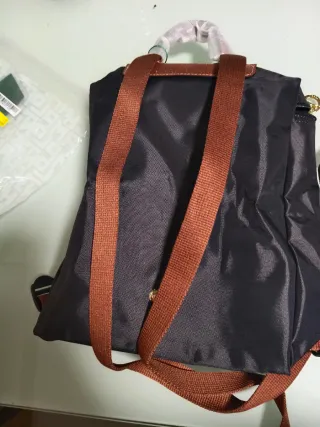 Mochila Longchamp Negra y Marrón