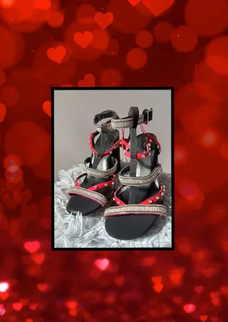 Sandalias T.39 Rojo/Negro/Plata