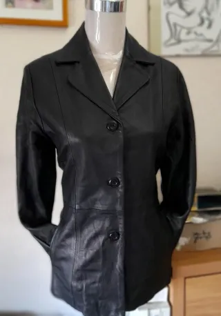 Joyita vintage! Blazer cuero genuino mujer 38.