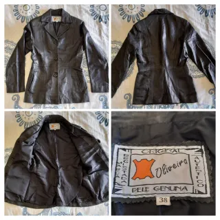 Joyita vintage! Blazer cuero genuino mujer 38.
