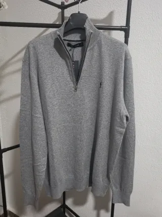 Jersey Polo Club gris cremallera talla L