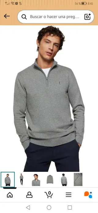 Jersey Polo Club gris cremallera talla L