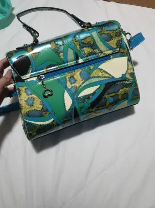 Bolso Vintage Estampado Azul y Verde