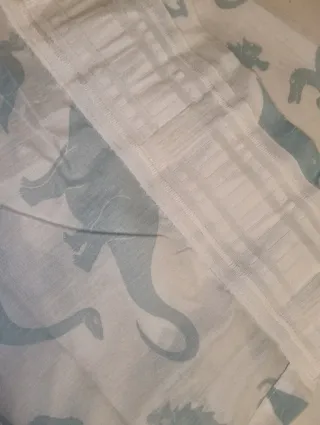 Cortinas Infantiles Dinosaurios Azul y Blanco x2