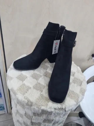 Botines gamuza negros tacón ancho