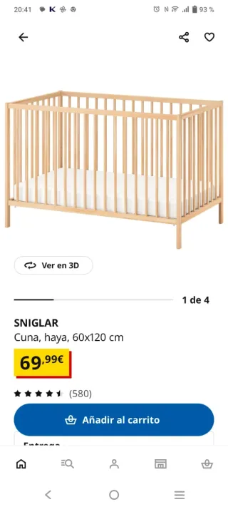 Cuna SNIGLAR haya 60x120 cm + colchón