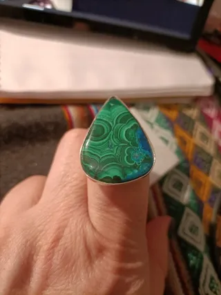 Anillo Plata Malaquita y Azurita.