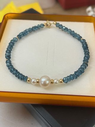 Pulsera Oro 5gr Perlas Akoya y Topacios