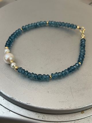 Pulsera Oro 5gr Perlas Akoya y Topacios