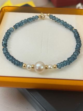Pulsera Oro 5gr Perlas Akoya y Topacios