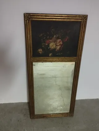Espejo Antiguo Tremeau Pintura Floral