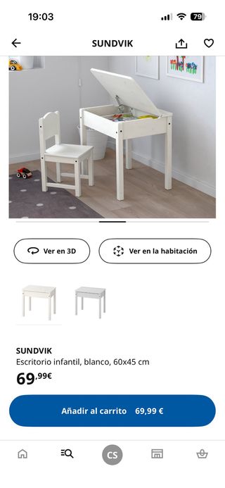 Escritorio infantil blanco madera Ikea