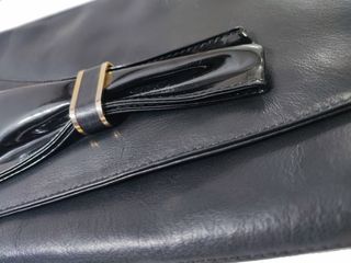 El Corte Inglés/ Bolso vintage cuero negro lazo