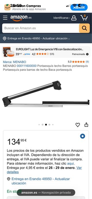 Barras de techo kia/hyundai   + portaesquís