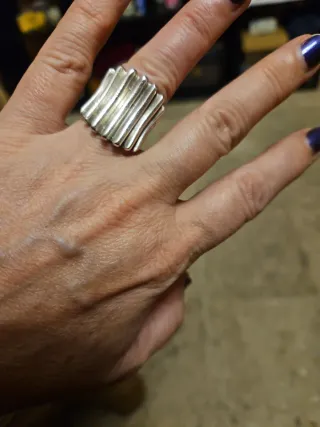 Anillo Plata Macizo Diseño Ondulado