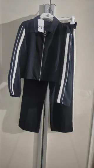 Zara giacca nera con bande bianche L