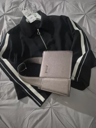 Zara giacca nera con bande bianche L