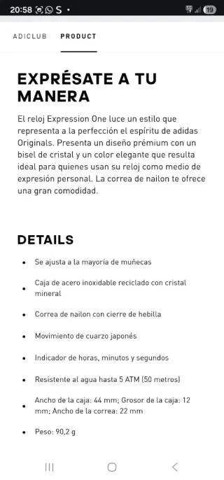 Reloj Adidas Expression One Caja Original