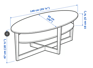Mesa de centro IKEA VEJMON madera ovalada