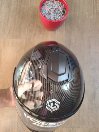 Casco Moto Integral Talla M Negro Carbono