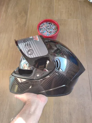 Casco Moto Integral Talla M Negro Carbono