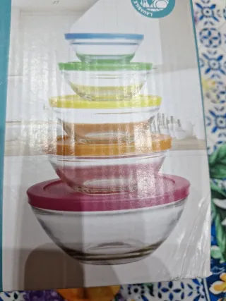 Set 5 Ciotole Vetro con Coperchi