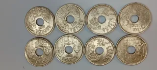 Lote 6 monedas 25 pts España