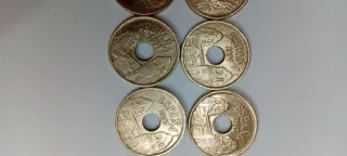 Lote 6 monedas 25 pts España