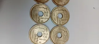 Lote 6 monedas 25 pts España