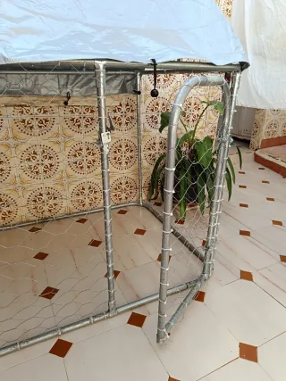 Jaula Perros Metal Plata/Blanco