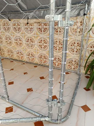 Jaula Perros Metal Plata/Blanco