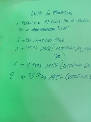 Lote 5 monedas Franco