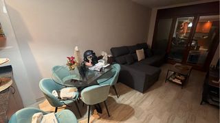 Mesa redonda cristal y madera,