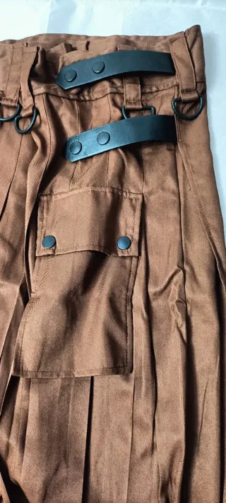 Falda marrón plisada bolsillos ropa mujer nueva