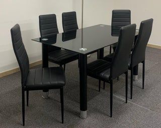 Mesa Comedor Cristal + 6 Sillas Blancas