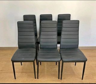 Mesa Comedor Cristal + 6 Sillas Blancas