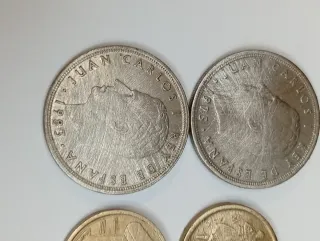 Lote 4 monedas 5 pesetas.