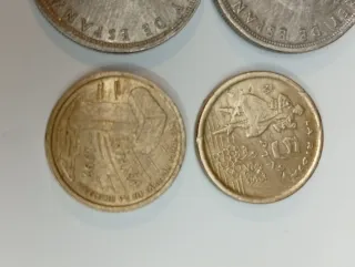 Lote 4 monedas 5 pesetas.