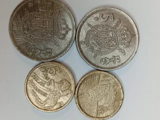 Lote 4 monedas 5 pesetas.