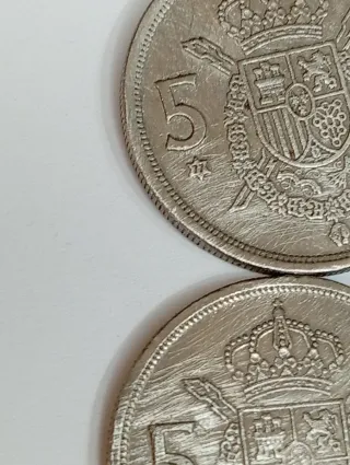 Lote 4 monedas 5 pesetas.