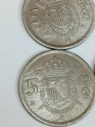 Lote 4 monedas 5 pesetas.