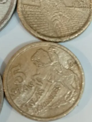 Lote 4 monedas 5 pesetas.