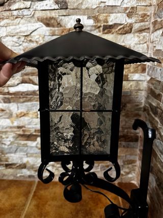 Aplique Farol Forja Negro Cristal